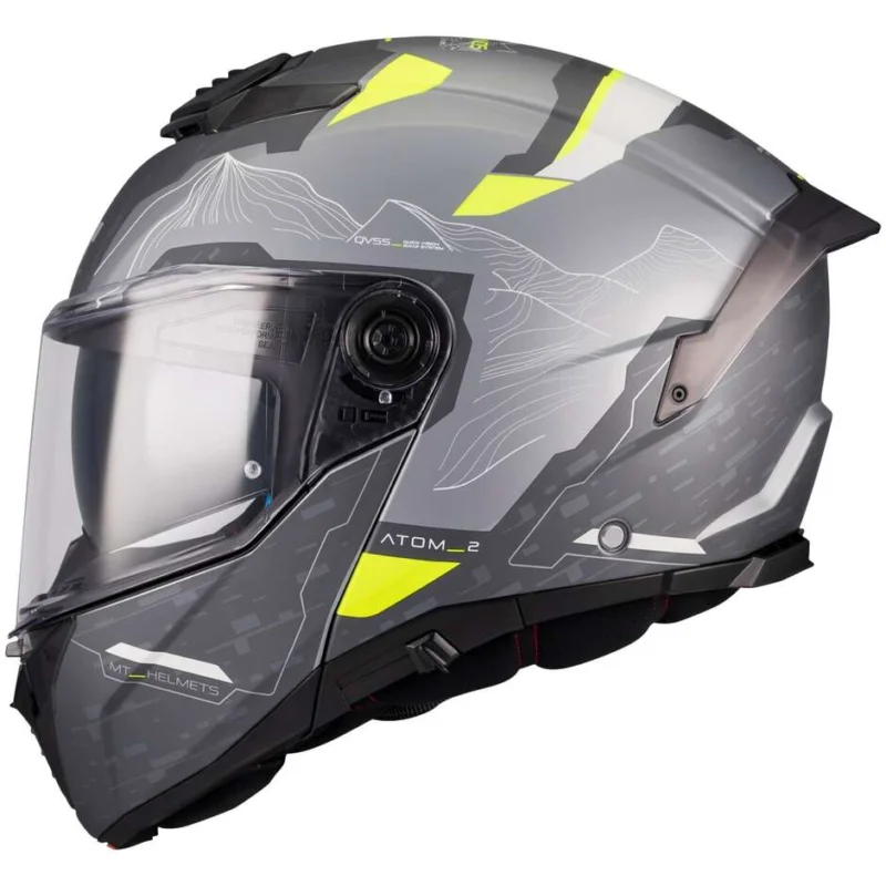 Casco Moto Modulare P/J Mt Helmets ATOM 2 SV HIGHLANDS E2 Giallo Fluo Grigio Opaco Compra Online