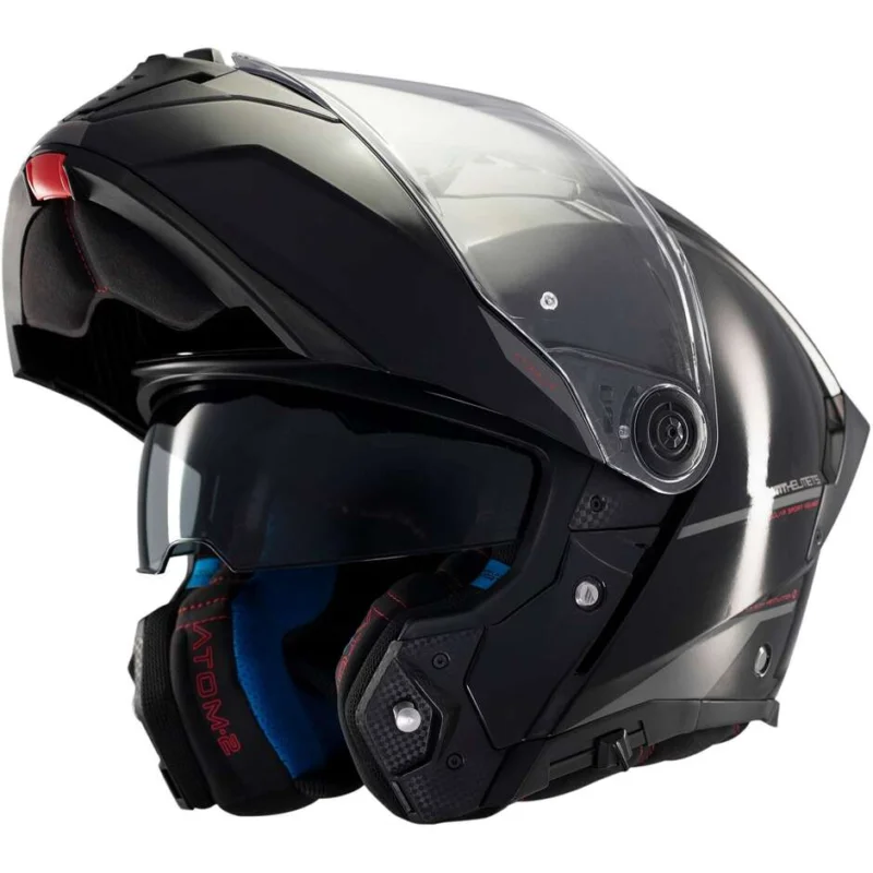 A Buon Prezzo Casco Moto Modulare P/J Mt Helmets ATOM 2 SV SOLID A1 Lucido Nero