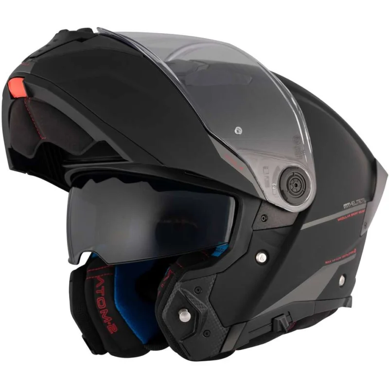Casco Moto Modulare P/J Mt Helmets ATOM 2 SV SOLID A1 Opaco Nero Spedito Oggi
