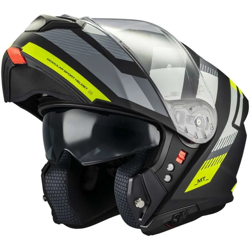 Reso Gratuito Casco Moto Modulare P/J Mt Helmets GENESIS SV STROKE B13 Giallo Fluo Grigio Nero Opaco