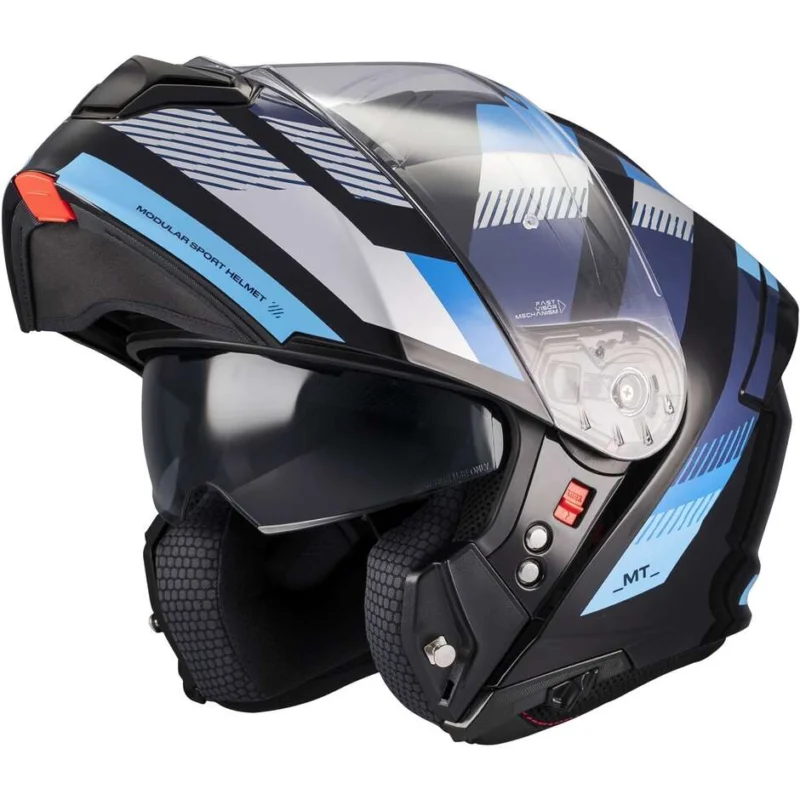 Spedizione Espresso Casco Moto Modulare P/J Mt Helmets GENESIS SV STROKE B7 Blu Nero Lucido
