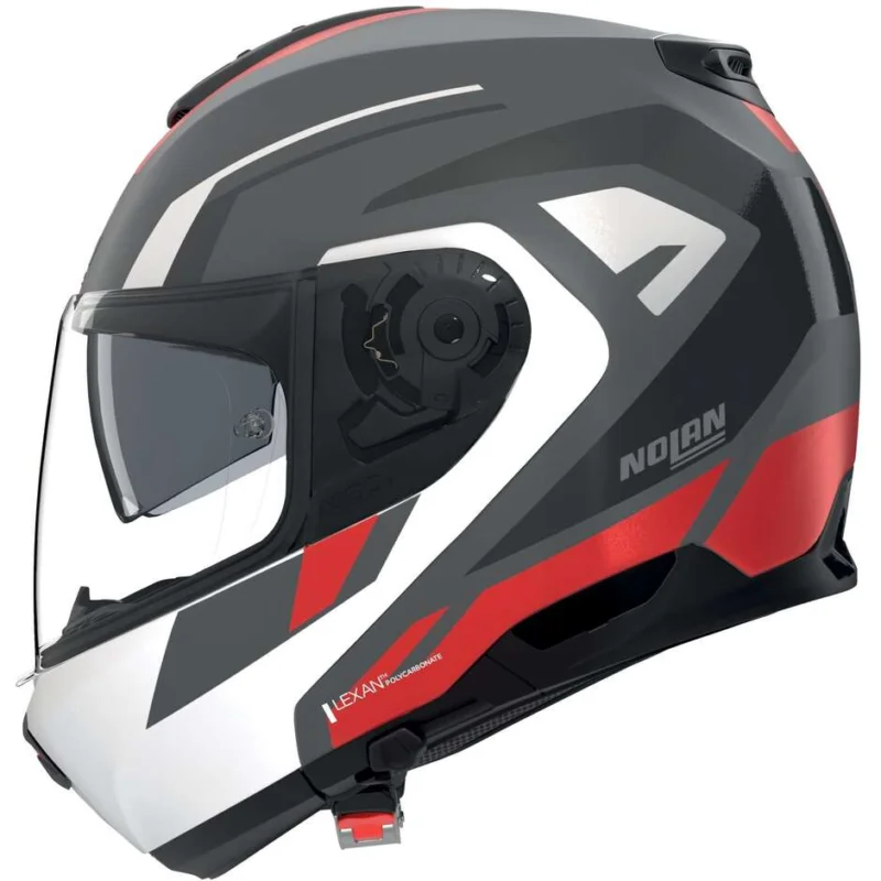 Più Venduto Casco Moto Modulare P/J Nolan N100-6 CINETICO 361 Grigio Bianco Rosso Opaco