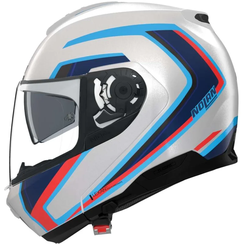 Casco Moto Modulare P/J Nolan N100-6 RADIANTE 358 Bianco Argento Rosso Metal Sconto