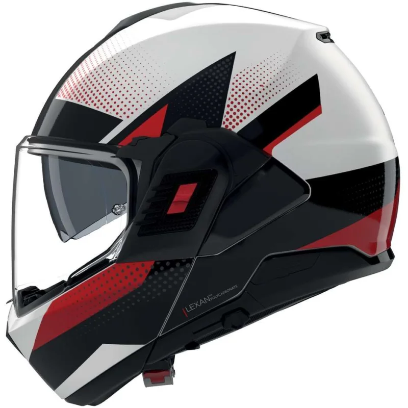 Consegna Rapida Casco Moto Modulare P/J Nolan N120-1 CICLONE 363 Bianco Nero Rosso Metal