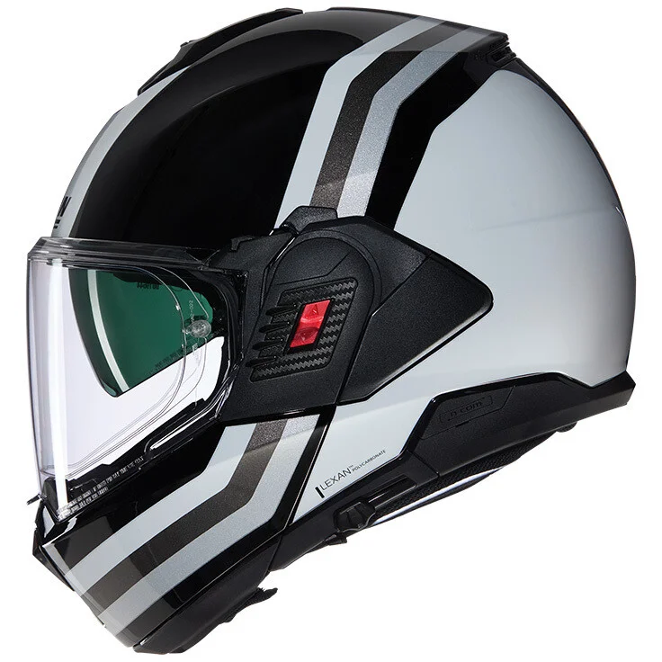 Casco Moto Modulare P/J Nolan N120-1 LINEO 348 Nero Bianco Argento Promo Stagionale