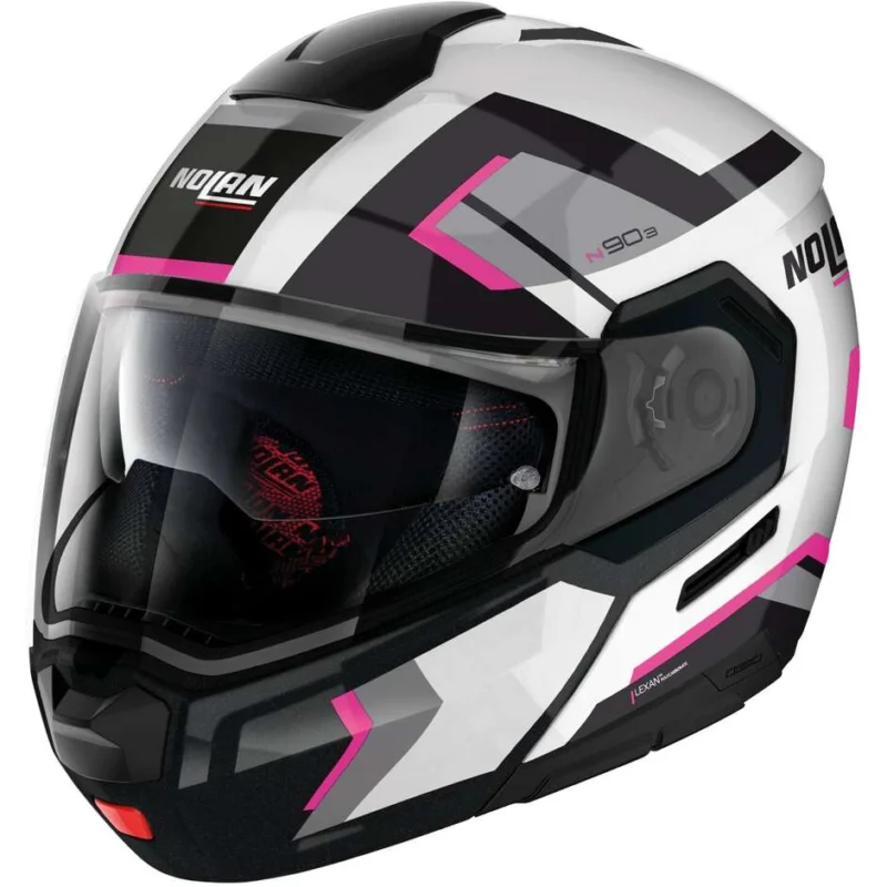 Casco Moto Modulare P/J Nolan N90-3 06 LIGHTHOUSE N-COM 049 Nero Fucsia Silver Nuova Collezione