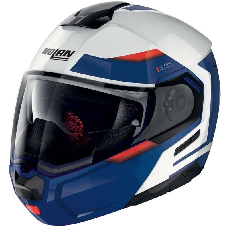 Spedizione Espresso Casco Moto Modulare P/J Nolan N90-3 06 REFLECTOR N-Com 038 Bianco Blu Rosso Metal