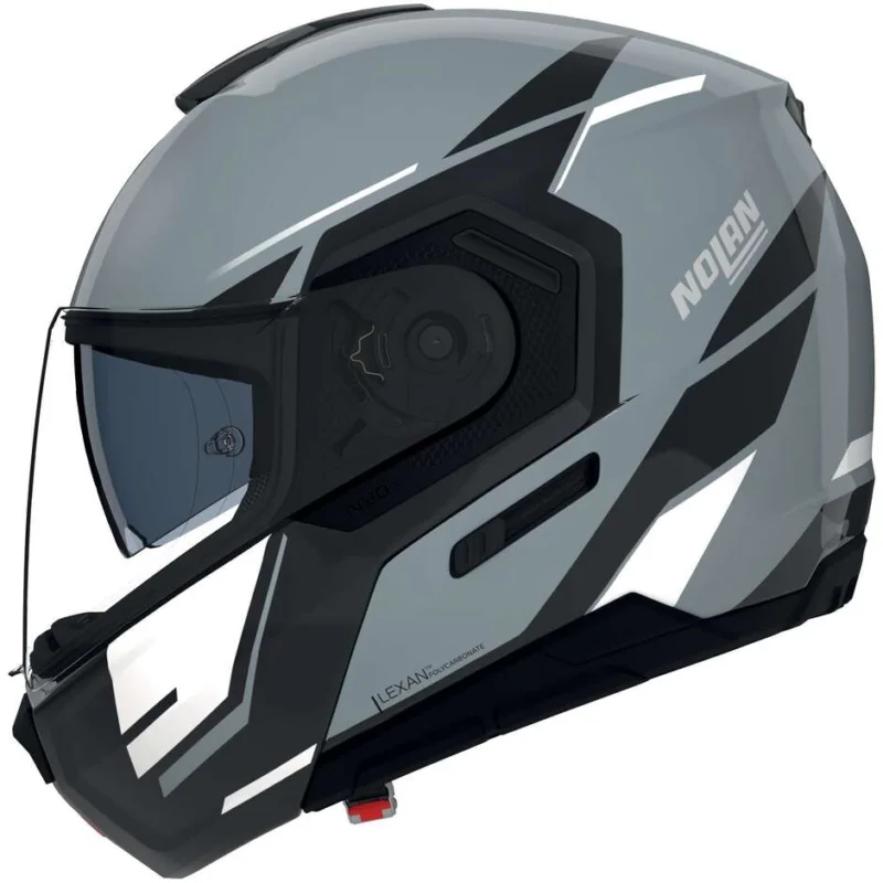 Casco Moto Modulare P/J Nolan N90-3 06 SINCRONO 352 Grigio Nero Bianco Lucido Promo Stagionale