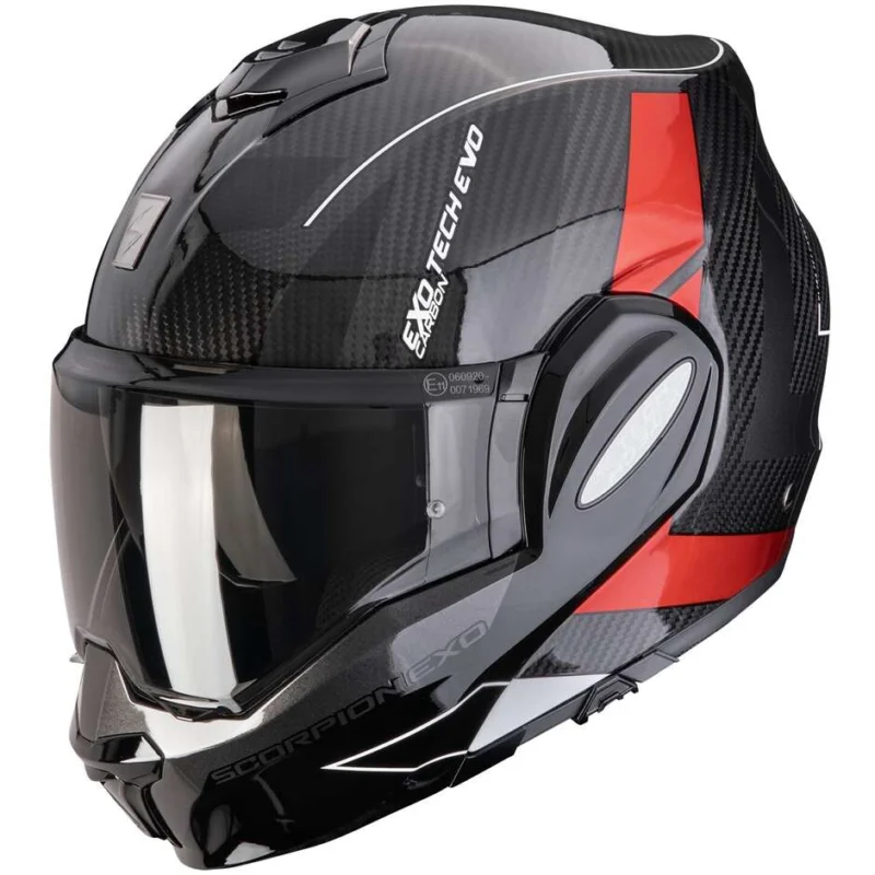 A Buon Prezzo Casco Moto Modulare P/J Scorpion EXO-TECH EVO CARBON CAD Nero Rosso