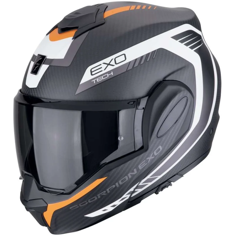 Casco Moto Modulare P/J Scorpion EXO-TECH EVO CARBON COSY Nero opaco Arancione Economico