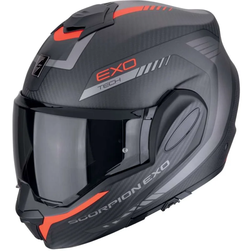 Prezzo Di Fabbrica Casco Moto Modulare P/J Scorpion EXO-TECH EVO CARBON COSY Nero opaco Rosso