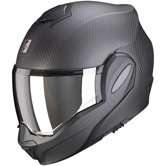 Spedizione Gratuita Casco Moto Modulare P/J Scorpion EXO-TECH EVO CARBON SOLID Nero Opaco