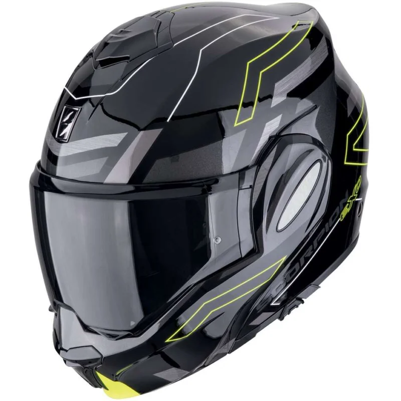 Casco Moto Modulare P/J Scorpion EXO-TECH EVO CONQUER Nero Neon giallo Promozione Esclusiva