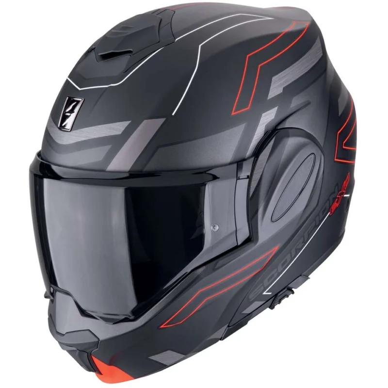 Prezzo Basso Casco Moto Modulare P/J Scorpion EXO-TECH EVO CONQUER Nero opaco Rosso