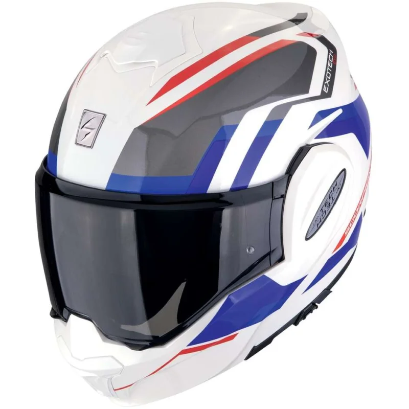 Casco Moto Modulare P/J Scorpion EXO-TECH EVO FURIO Bianco Rosso Blu Più Venduto
