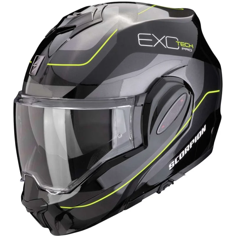 Casco Moto Modulare P/J Scorpion EXO-TECH EVO PRO COMMUTA Nero Argento Giallo Compra Online