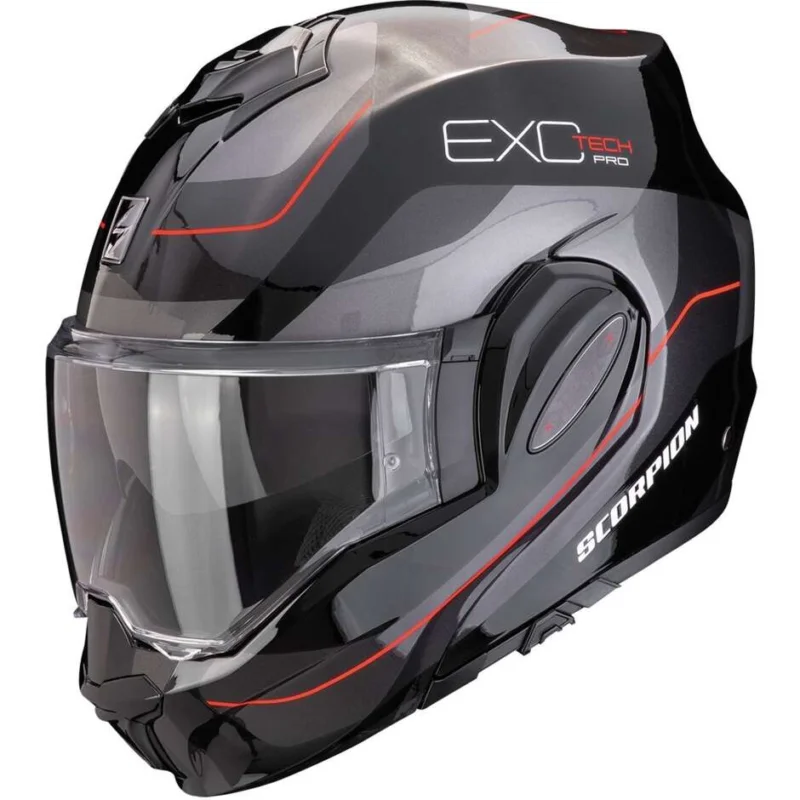Casco Moto Modulare P/J Scorpion EXO-TECH EVO PRO COMMUTA Nero Argento Rosso Occasione