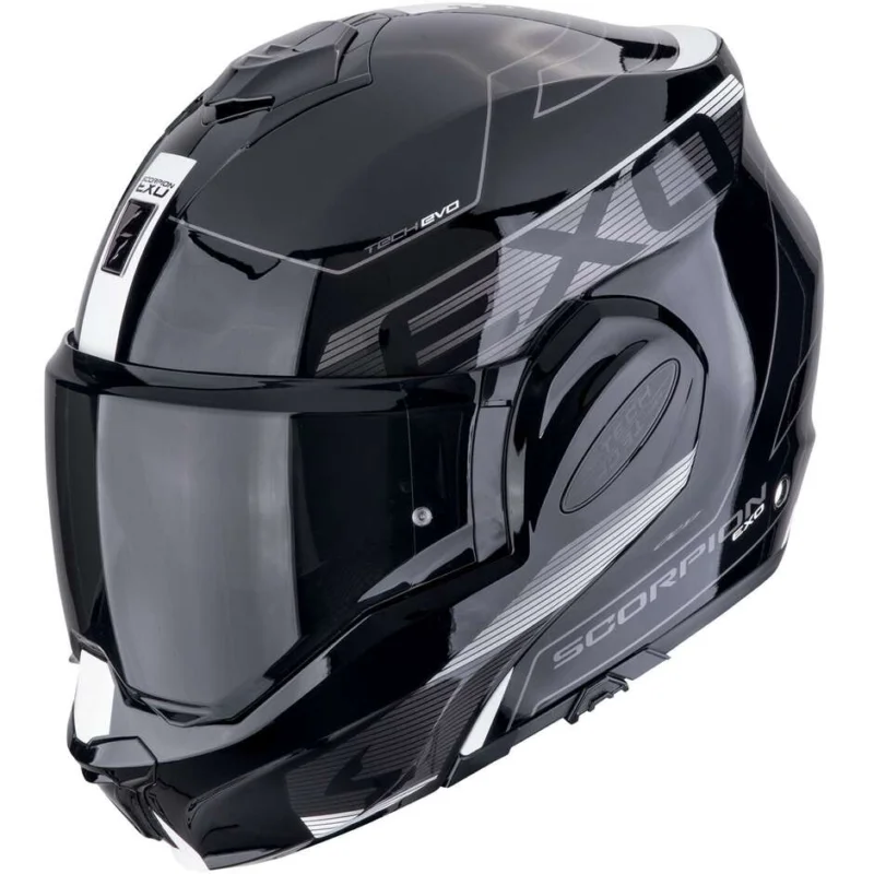 Spedito Oggi Casco Moto Modulare P/J Scorpion EXO-TECH EVO TRAVELLER Nero Bianco
