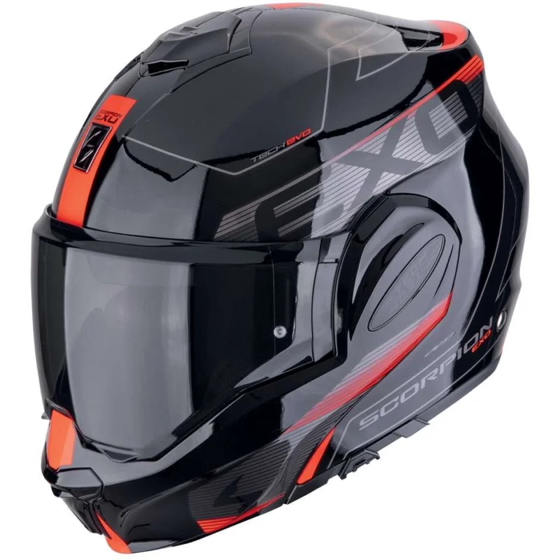 Casco Moto Modulare P/J Scorpion EXO-TECH EVO TRAVELLER Nero Rosso Promozione Esclusiva