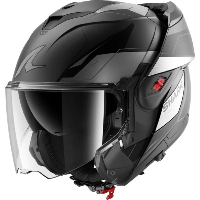 Ultima Occasione Casco Moto modulare P/J Shark OXO MEKARIUM Mat Antracite Cromo Nero