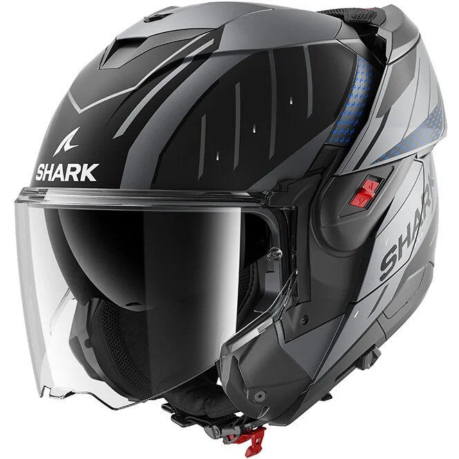 Casco Moto Modulare P/J Shark OXO RYDGER Mat Nero Blu Antracite Direttamente Dal Produttore