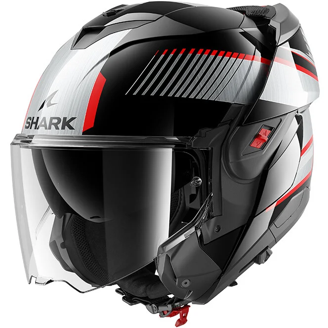 Casco Moto Modulare P/J Shark OXO SIKTER Argento Cromato Nero Offerta