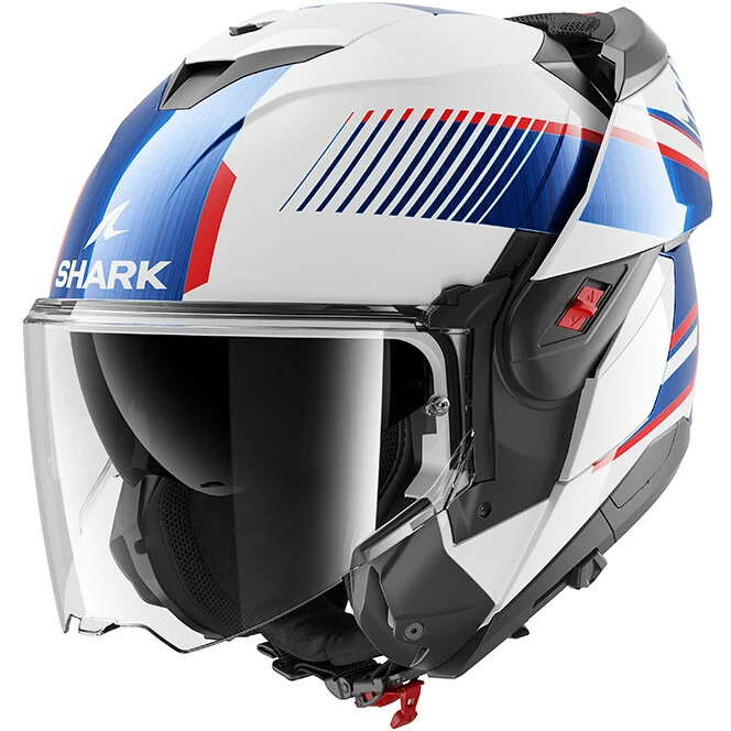 Occasione Casco Moto Modulare P/J Shark OXO SIKTER Bianco Cromo Blu
