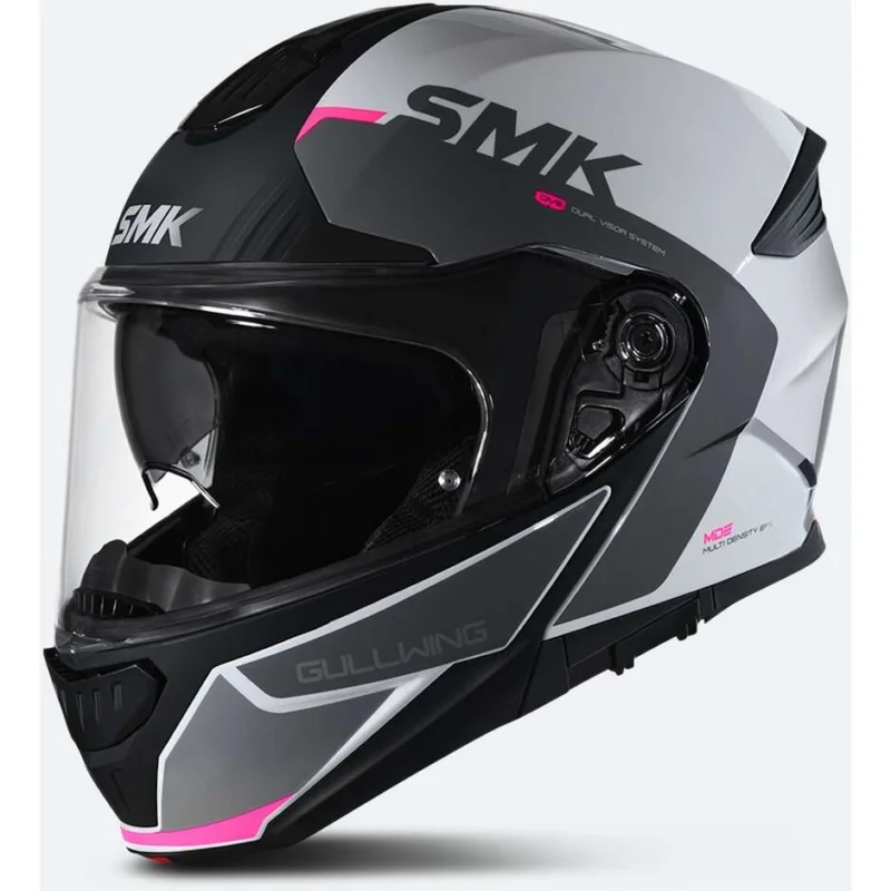 Consegna Rapida Casco Moto Modulare P/J SMK Gullwing Kresto GL169 Bianco Rosa