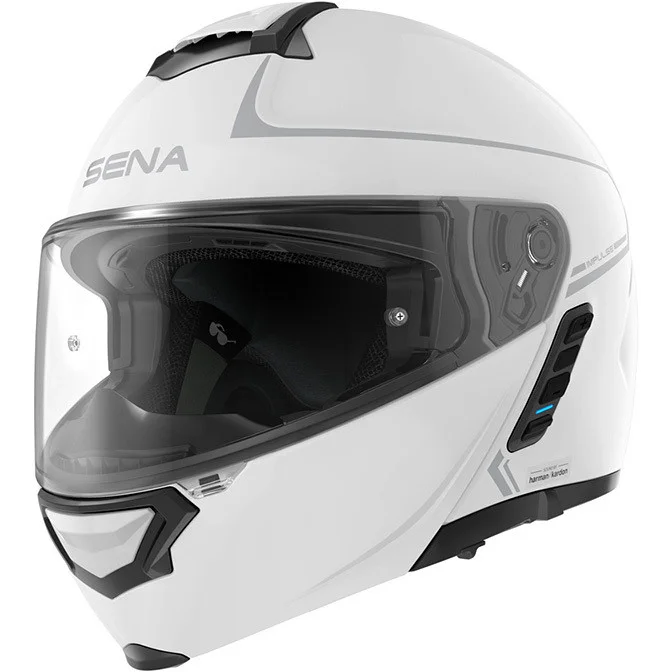 Spedito Oggi Casco Moto Modulare Sena Outrush Bianco Doppia Omologazione Bluetooth Integrato