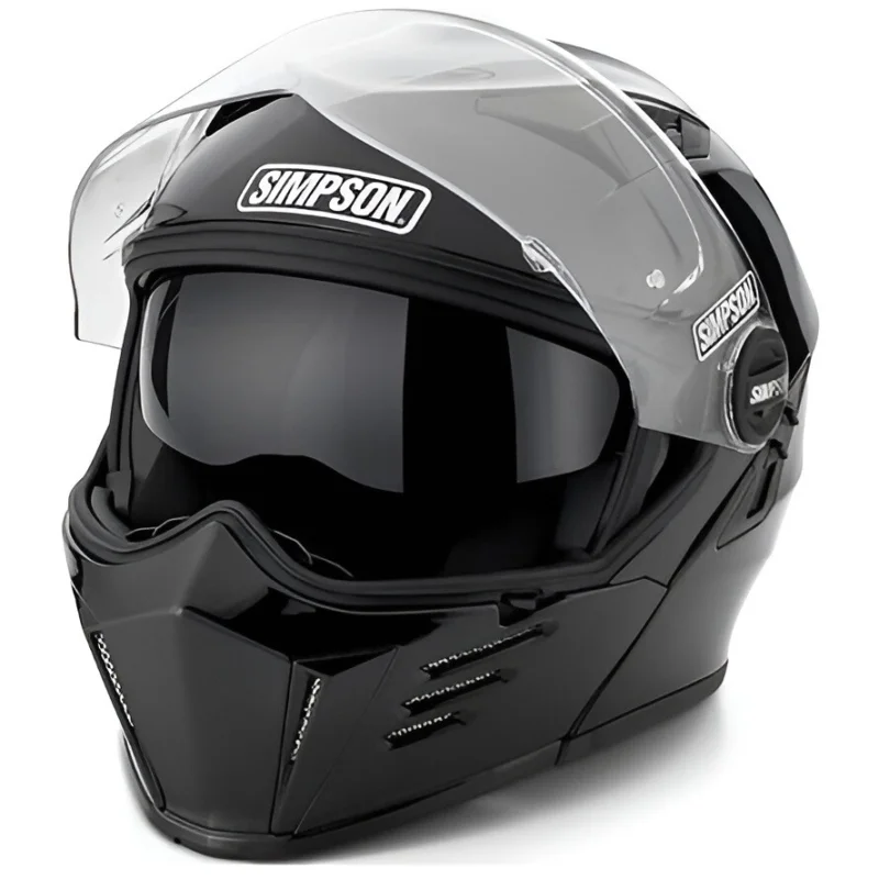 Offerta Lampo Casco Moto Modulare Simpson Darksome 22.06 Nero Lucido