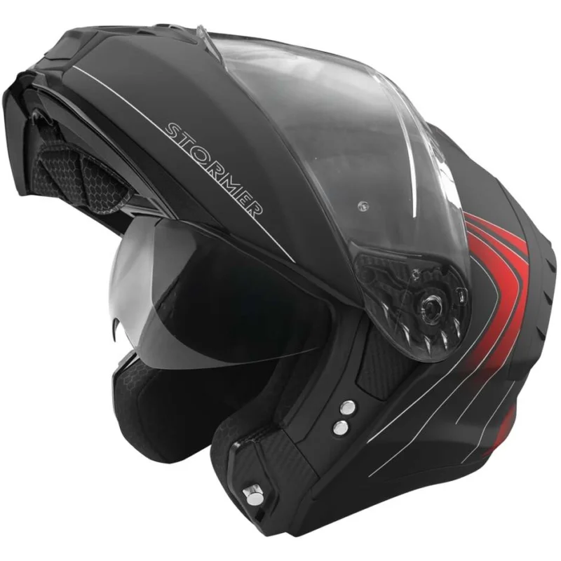Casco Moto Modulare StormerBLOW ANGEL Nero Rosso Opaco Offerta Limitata