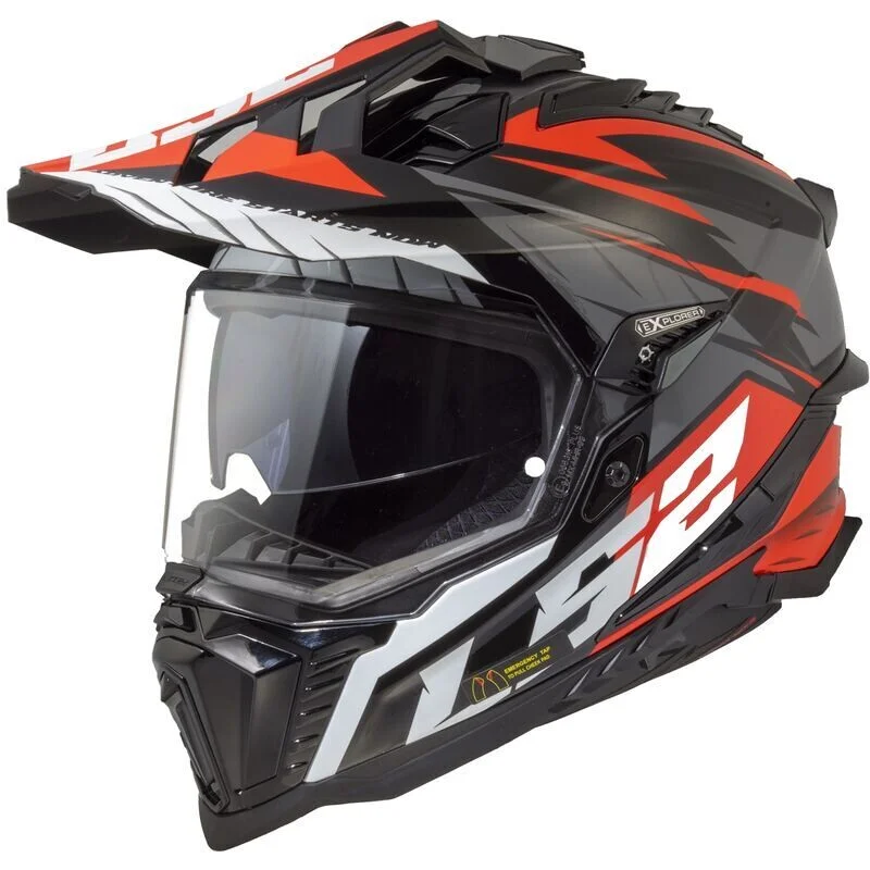 Reso Gratuito Casco Moto Turismo Off Road Ls2 MX701 EXPLORER HPFC SPIRE Nero Titanio Rosso