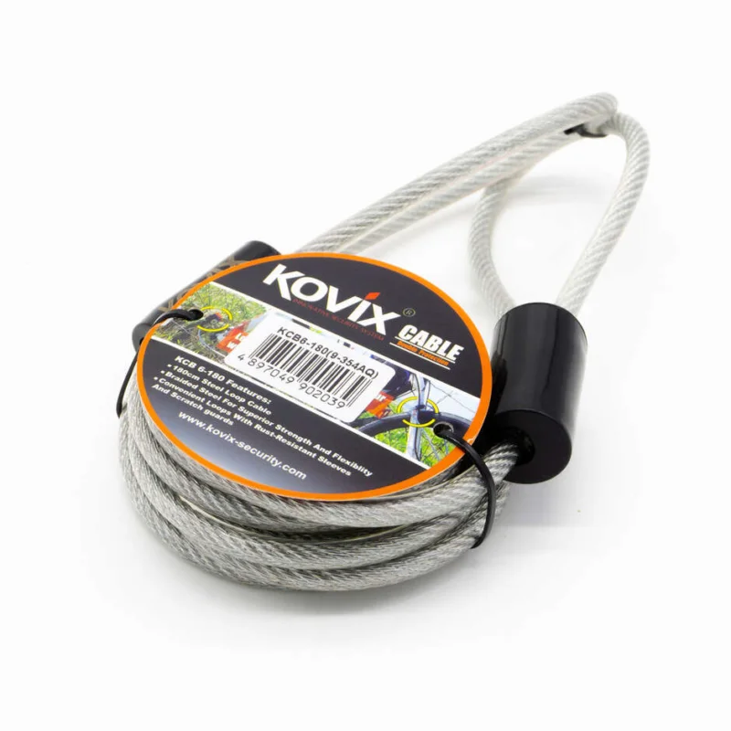 Di Tendenza Cavo di Sicurezza per Casco 6mm x 180cm Kovix KCB6-180