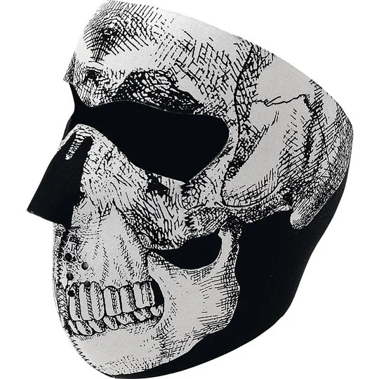 Collare Maschera Moto Zanheadgear Full Face Mask Teschio Bianco e Nero Prezzo Basso