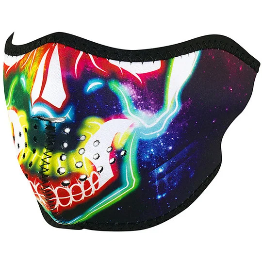 Compra Oggi Stesso Collare Maschera Moto Zanheadgear Half Face Mask Teschio Neon