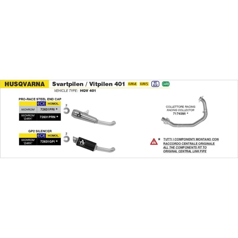 Collettore Racing Husqvarna Svartpilen / Vitpilen 401 2020/2023 Soddisfatti O Rimborsati
