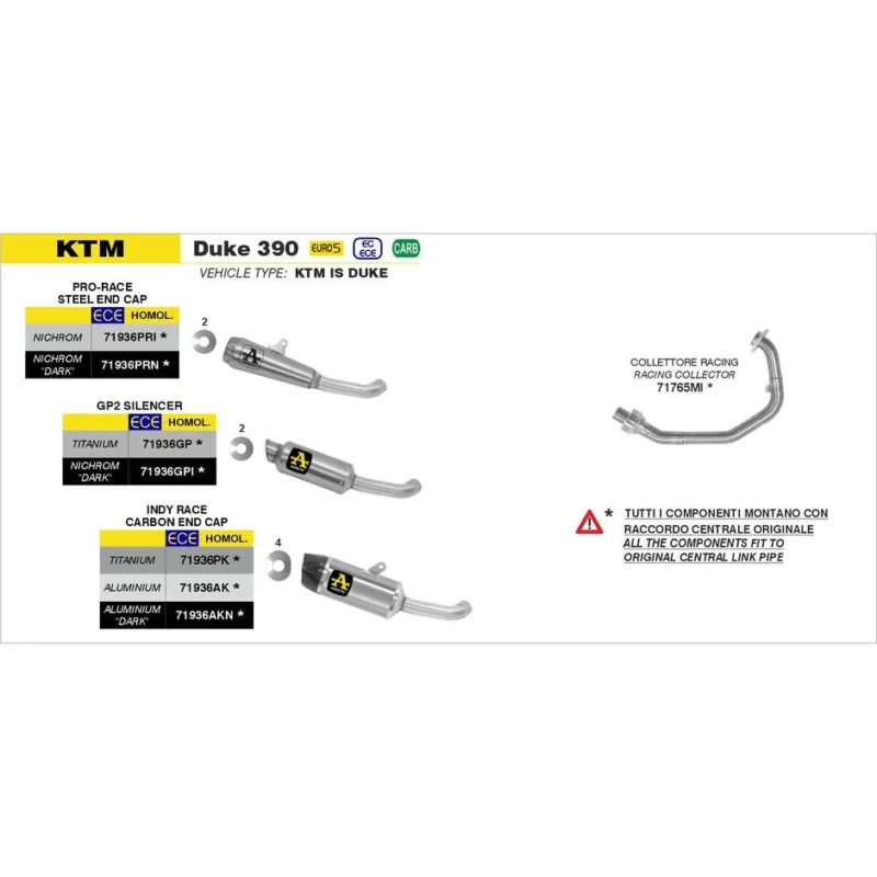 Collettore Racing KTM DUKE 390 2021/2023 Compra Adesso