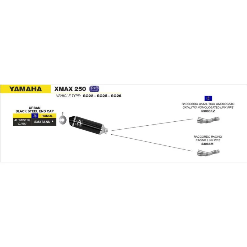 Occasione Imperdibile Collettore Racing per Scarico Urban Yamaha XMAX 250 2009/2016