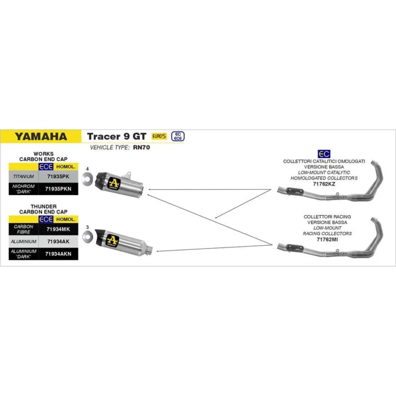 Collettori catalitici Arrow omologato Yamaha TRACER 9 GT (21-24) Prezzo Scontato
