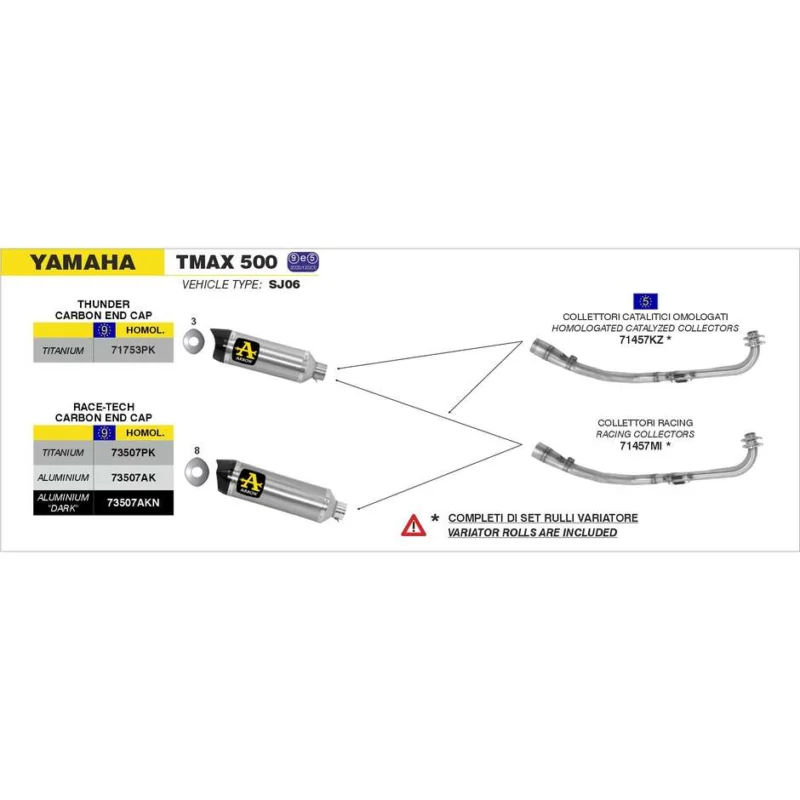 Collettori Racing Arrow Per Yamaha TMAX 530 (12-16) Esclusivo
