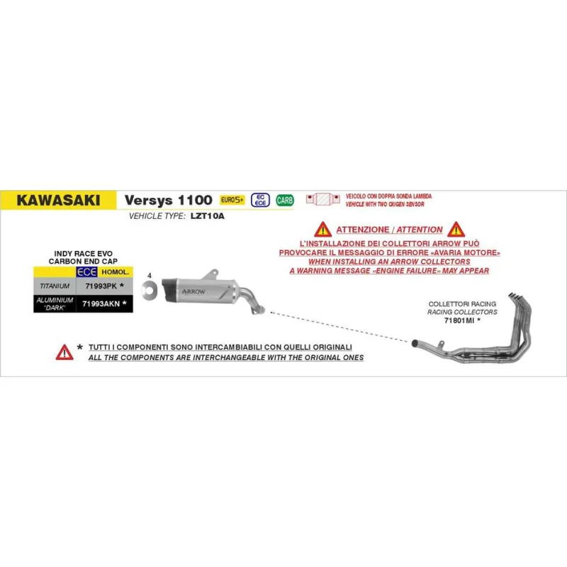 Collettori Racing Kawasaki VERSYS 1100 2025 Esclusivo