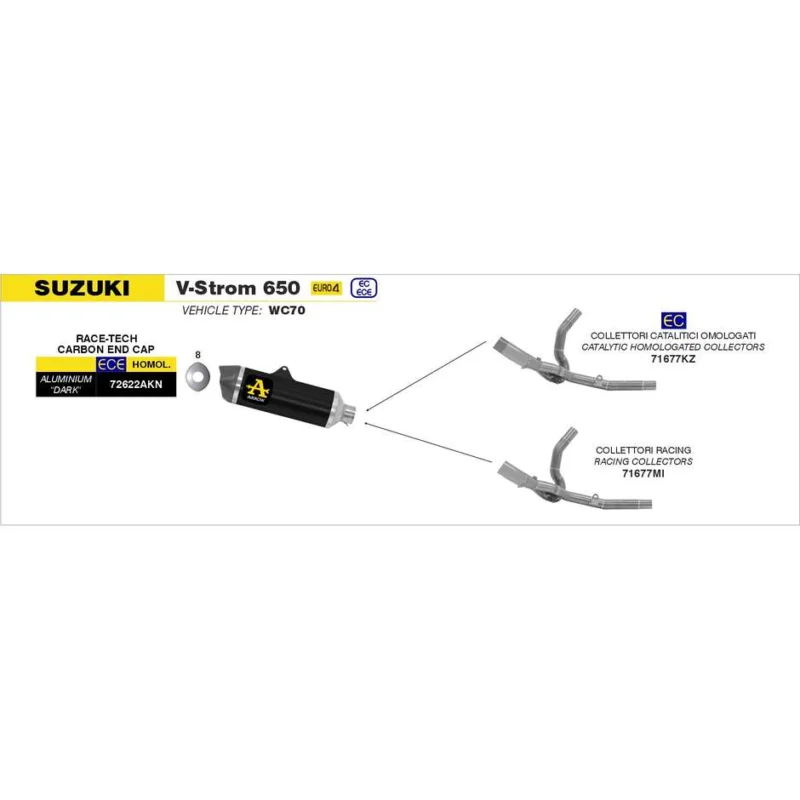 Offerta Collettori Racing Per Terminale Race-Tech Suzuki V-STROM 650 2017/2020