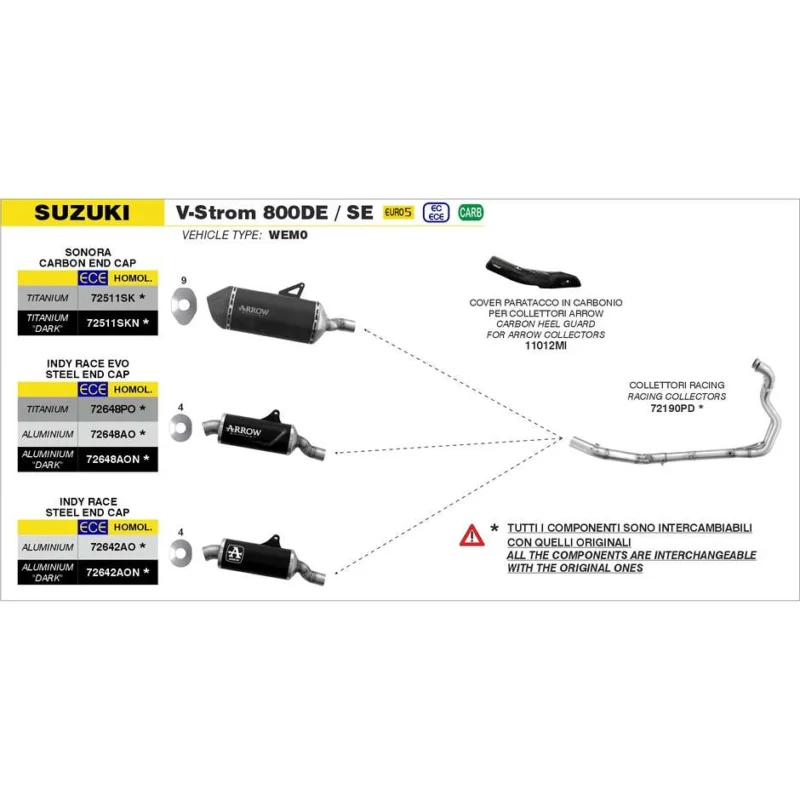 Collettori Racing Suzuki V-STROM 800DE / SE 2023/2024 Spedizione Espresso
