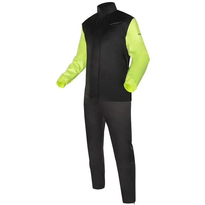 Completo Antipioggia Moto 2 Pezzi Rebelhorn RAIN Nero Fluo Giallo Di Tendenza