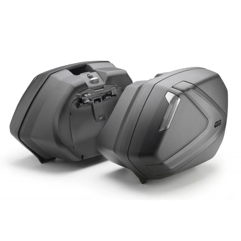 Coppia di Valigie Laterali Givi V37NNT Monokey Side 37 Lt. Nere Cover Carbon Look Catadiottri Fumè Reso Gratuito