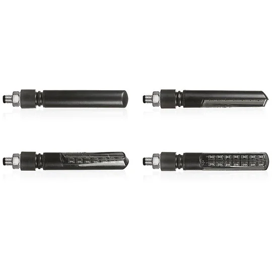 Prezzo Conveniente Coppia Frecce Moto Anteriori Chaft ENIGMA Led Sequenziali Omologate Frontali Nero Catadiottro Fumè