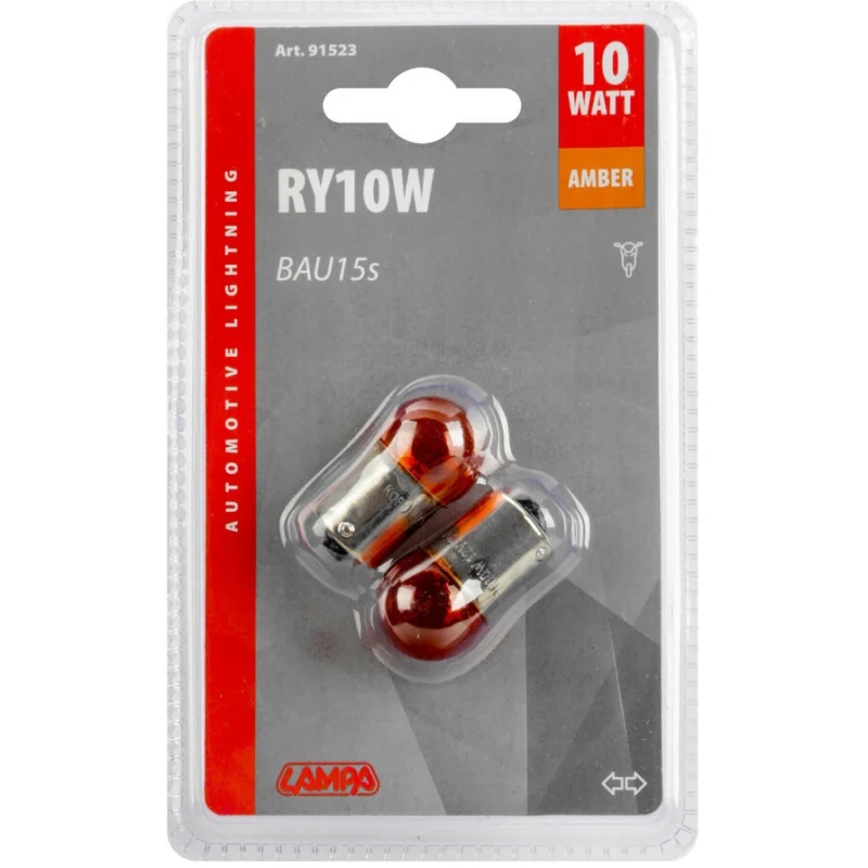 Popolare Coppia Lampadine 12v Sferiche RY10W-10w Lampa Arancio
