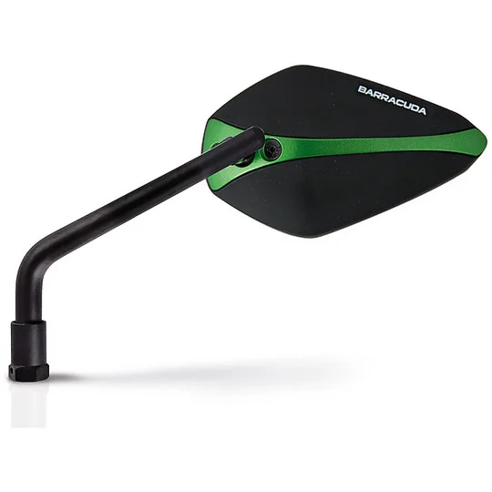 Coppia Specchi Retrovisori Moto BARRACUDA A-Version Inserto Verde Ultimissimo Modello