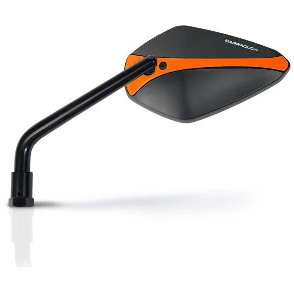 Coppia Specchi Retrovisori Moto BARRACUDA X-Version Omologati Nero + Inserto Arancione Spedizione Espresso