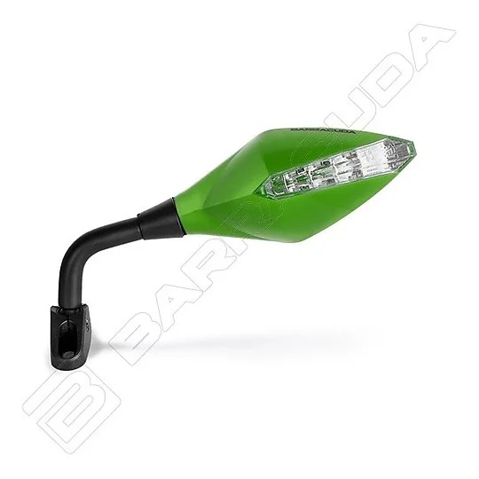 Coppia Specchi Retrovisori Moto da Carena BARRACUDA Race indicator Verde Occasione